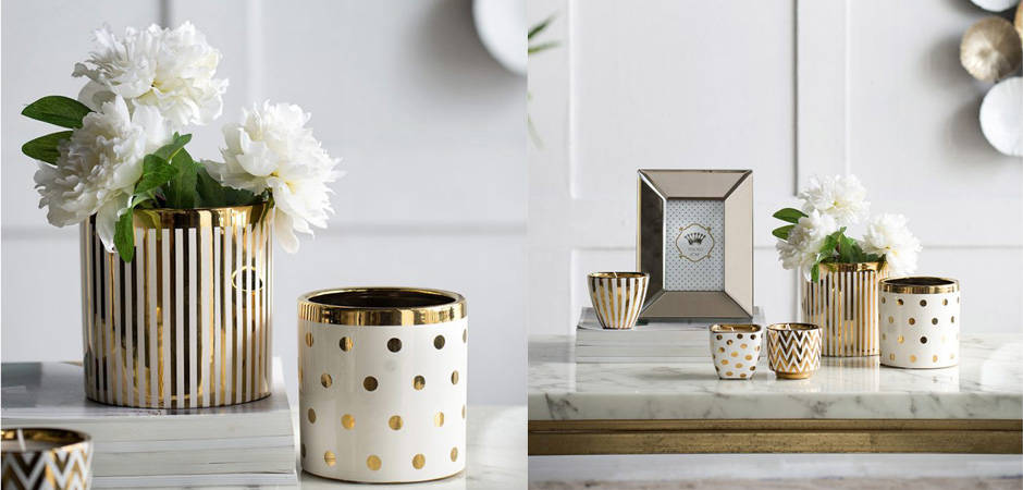 Ваза Gold & White Stripes Ваза Gold & White Stripes - Loft-Concept в Самаре