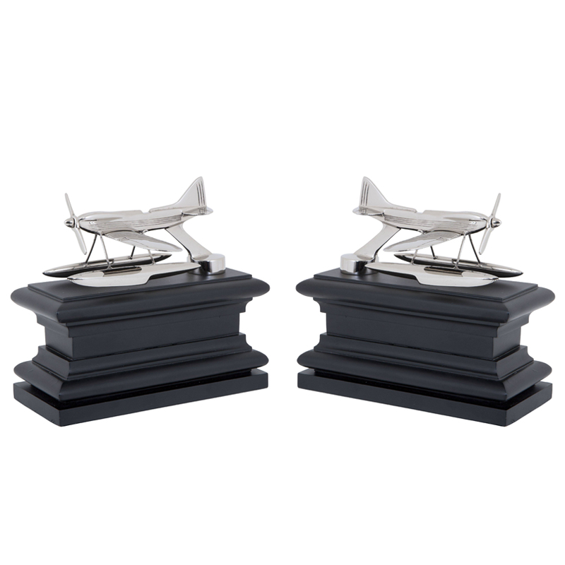 Держатель для книг Eichholtz Bookend Hydroplane set of 2 Nickel Никель Черный в Самаре | Loft Concept 