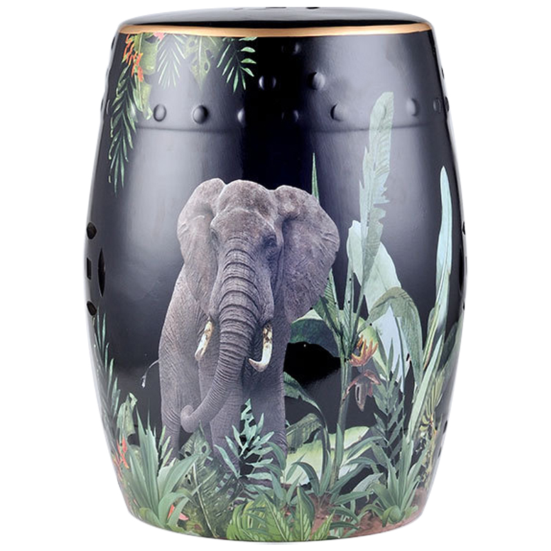 Керамический табурет Elephant Tropical Animal Ceramic Stool Black Черный Зеленый Серый в Самаре | Loft Concept 