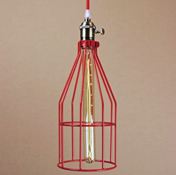 Подвесной светильник Wire Cage Pendant Twix Red Красный в Самаре | Loft Concept 