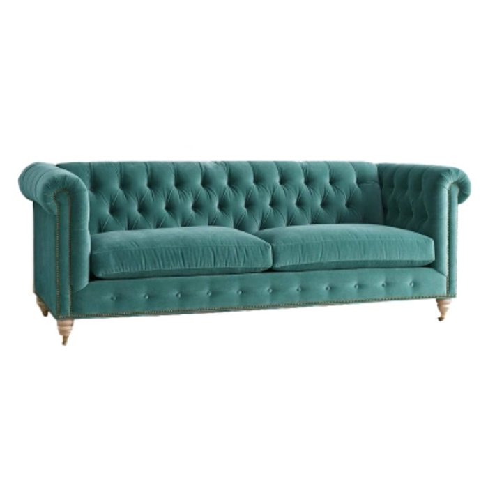 Трехместный диван Velvet Lyre Chesterfield Sofa Серый Фиолетовый Красный Малахит (зеленый) Бирюзовый Голубой пастельный Золотой в Самаре | Loft Concept 