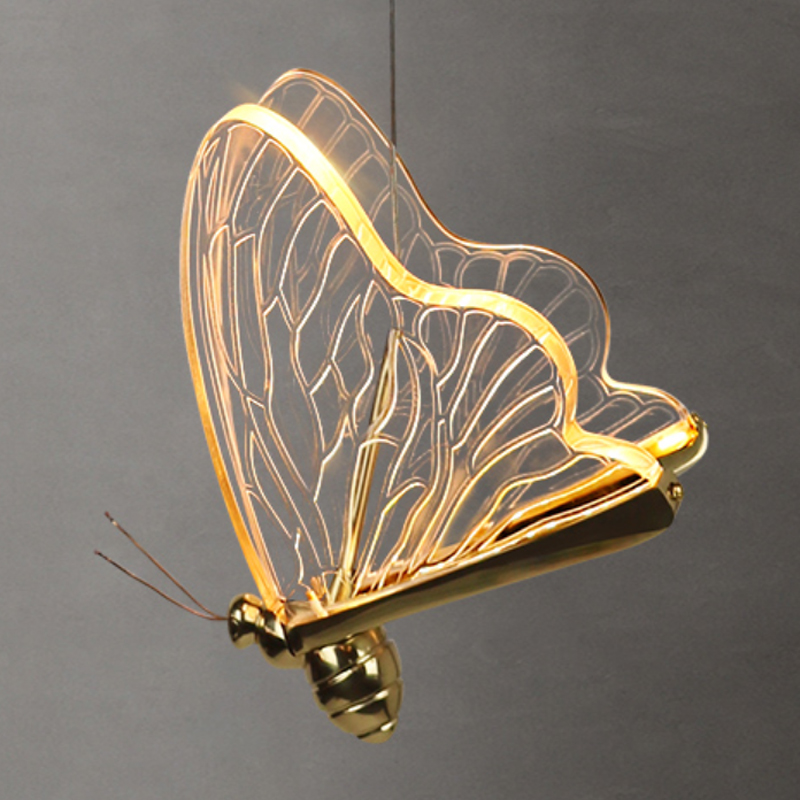 Люстра Glass butterfly chandelier C Глянцевое золото Прозрачный Черный в Самаре | Loft Concept 