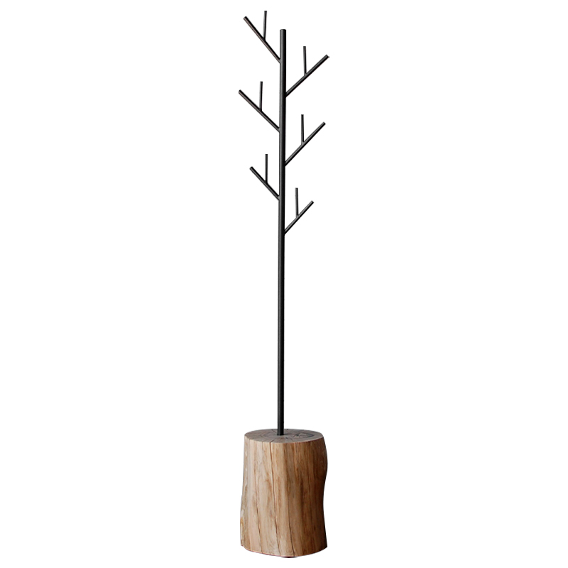 Вешалка Metal Branches and Stump Floor Hanger Black Черный Светлый дуб в Самаре | Loft Concept 