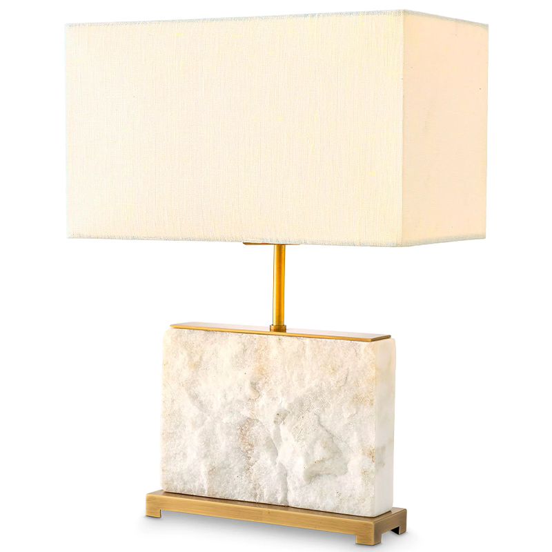 Настольная лампа Eichholtz Table Lamp Newton S Marble Белый Мрамор Bianco Латунь Кремовый в Самаре | Loft Concept 