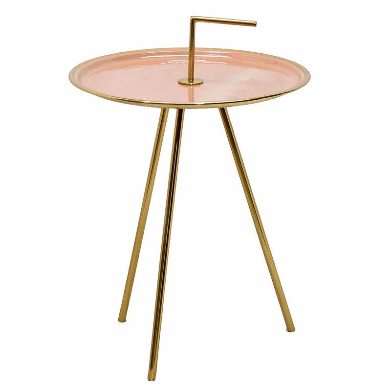 Приставной стол Salute Table Pink Розовый пастельный Глянцевое золото в Самаре | Loft Concept 