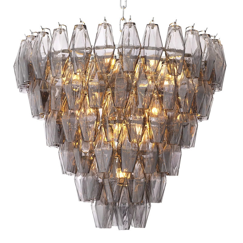 Люстра Eichholtz Chandelier Benini S Никель Стекло Смок в Самаре | Loft Concept 