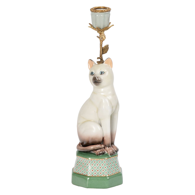 Подсвечник фигурка Кошка Candlestick cat Белый Мульти в Самаре | Loft Concept 