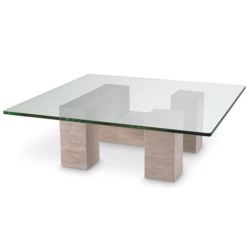 Кофейный стол Eichholtz Coffee Table Ikal Прозрачное Стекло Песочный в Самаре | Loft Concept 