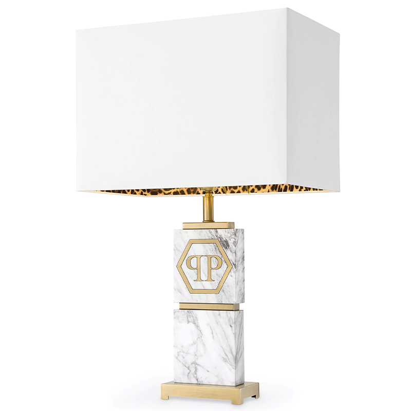 Настольная лампа Philipp Plein Table Lamp King Белый Мрамор Bianco Золотой Белый в Самаре | Loft Concept 