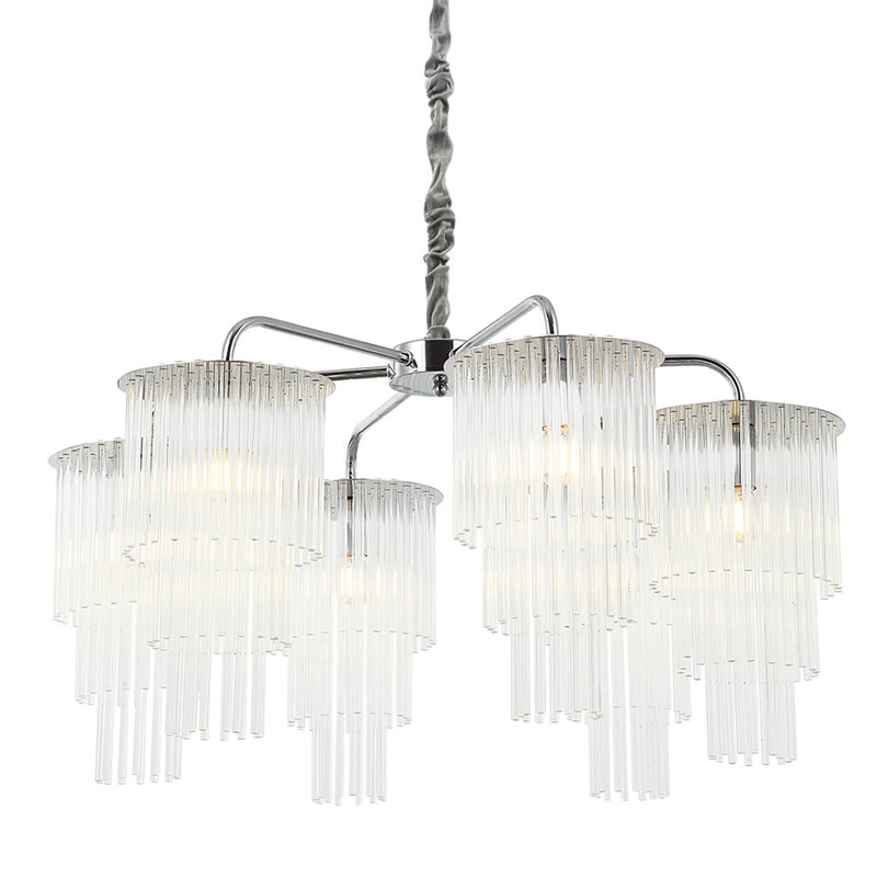 Люстра Harrison Chandelier chrome 6 lamp Хром Прозрачный в Самаре | Loft Concept 