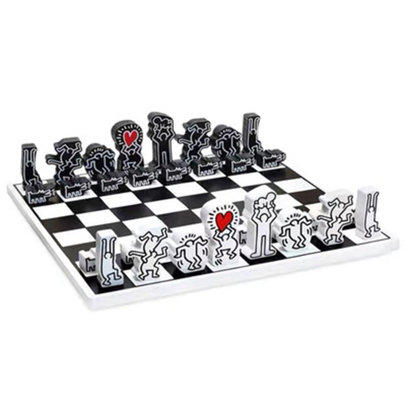 Деревянный шахматный набор Keith Haring Chess Set Белый Черный Красный в Самаре | Loft Concept 