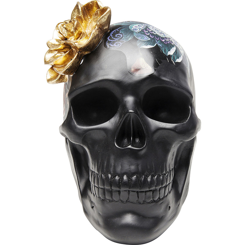 Статуэтка Skull with flowers Черный в Самаре | Loft Concept 