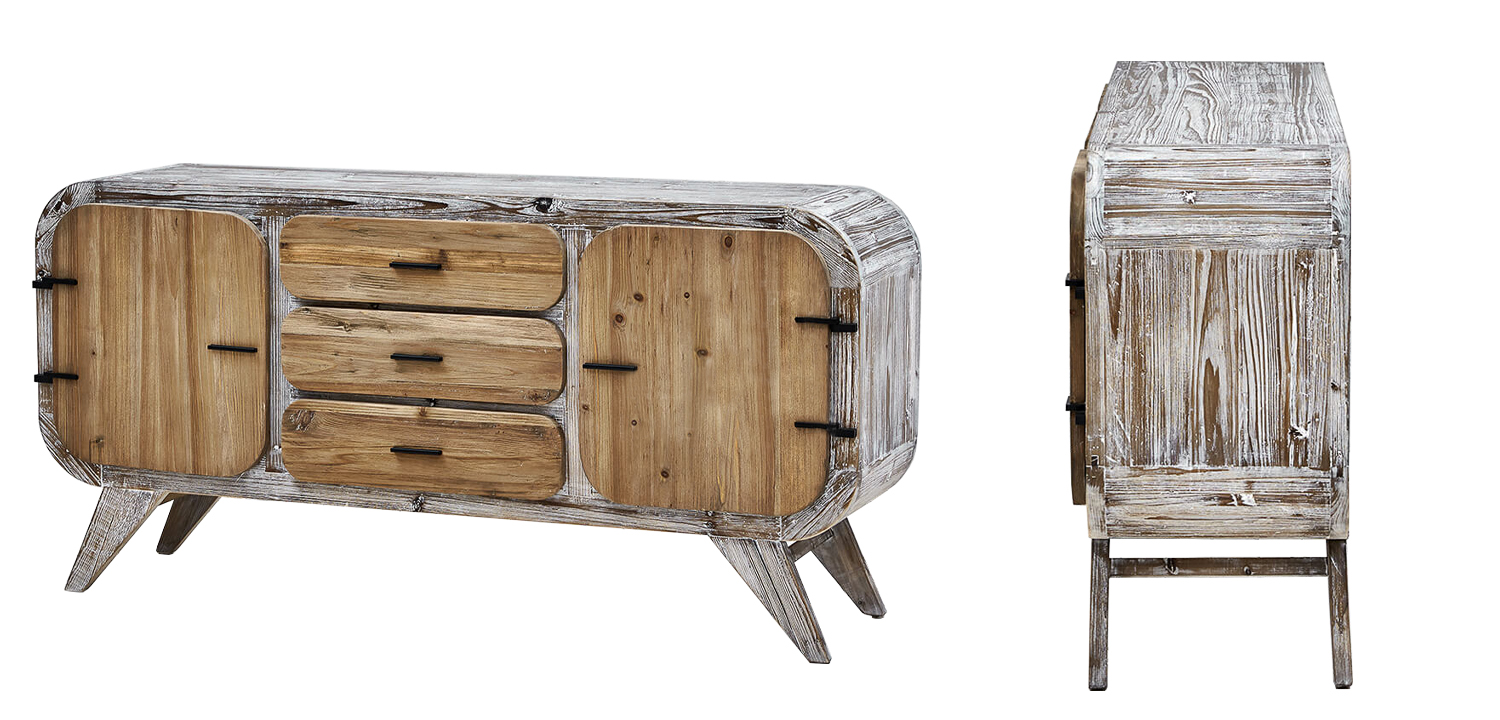 Комод в стиле Лофт Kelowm chest of drawers с 3-мя ящиками и 2-мя дверцами - фото