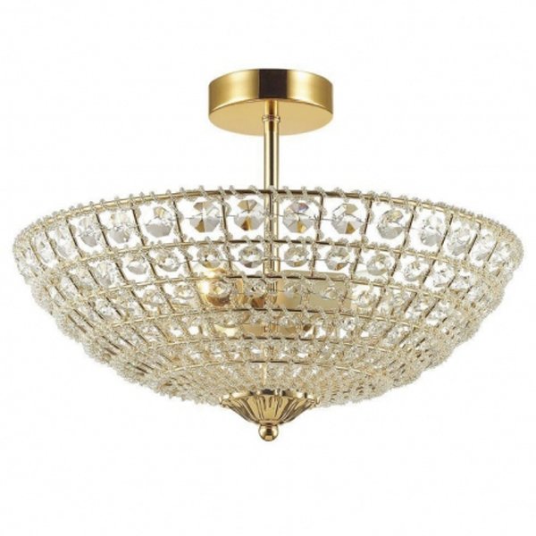 Потолочный светильник Casbah Crystal Top Lamp 3 Gold Прозрачный Глянцевое золото в Самаре | Loft Concept 