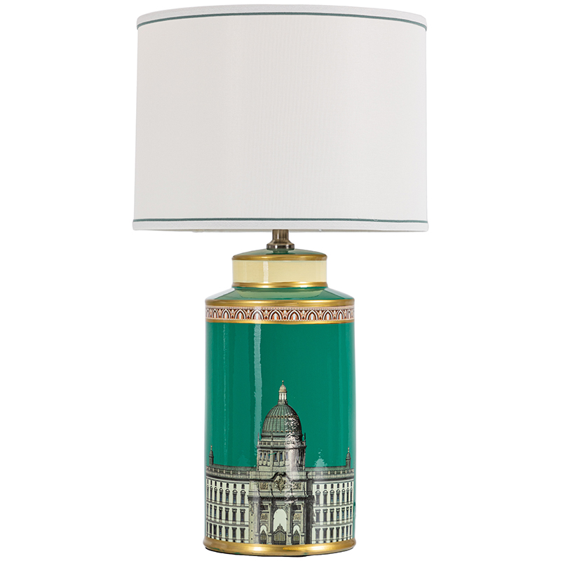 Настольная лампа Old Town Green Lampshade Белый Зеленый Золотой в Самаре | Loft Concept 