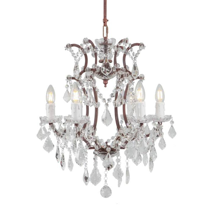 Люстра 19th c. Rococo IRON & CLEAR CRYSTAL Brown Chandelier 6 Коричневый винтаж Прозрачное Стекло в Самаре | Loft Concept 