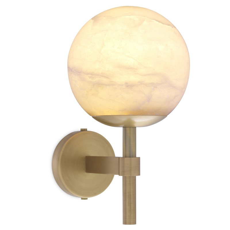 Бра Eichholtz Wall Lamp Jade alabaster Латунь Античная полированная Белый в Самаре | Loft Concept 