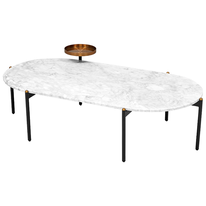 Кофейный стол с белой каменной столешницей Macias Coffee Table White Белый Черный Медь в Самаре | Loft Concept 