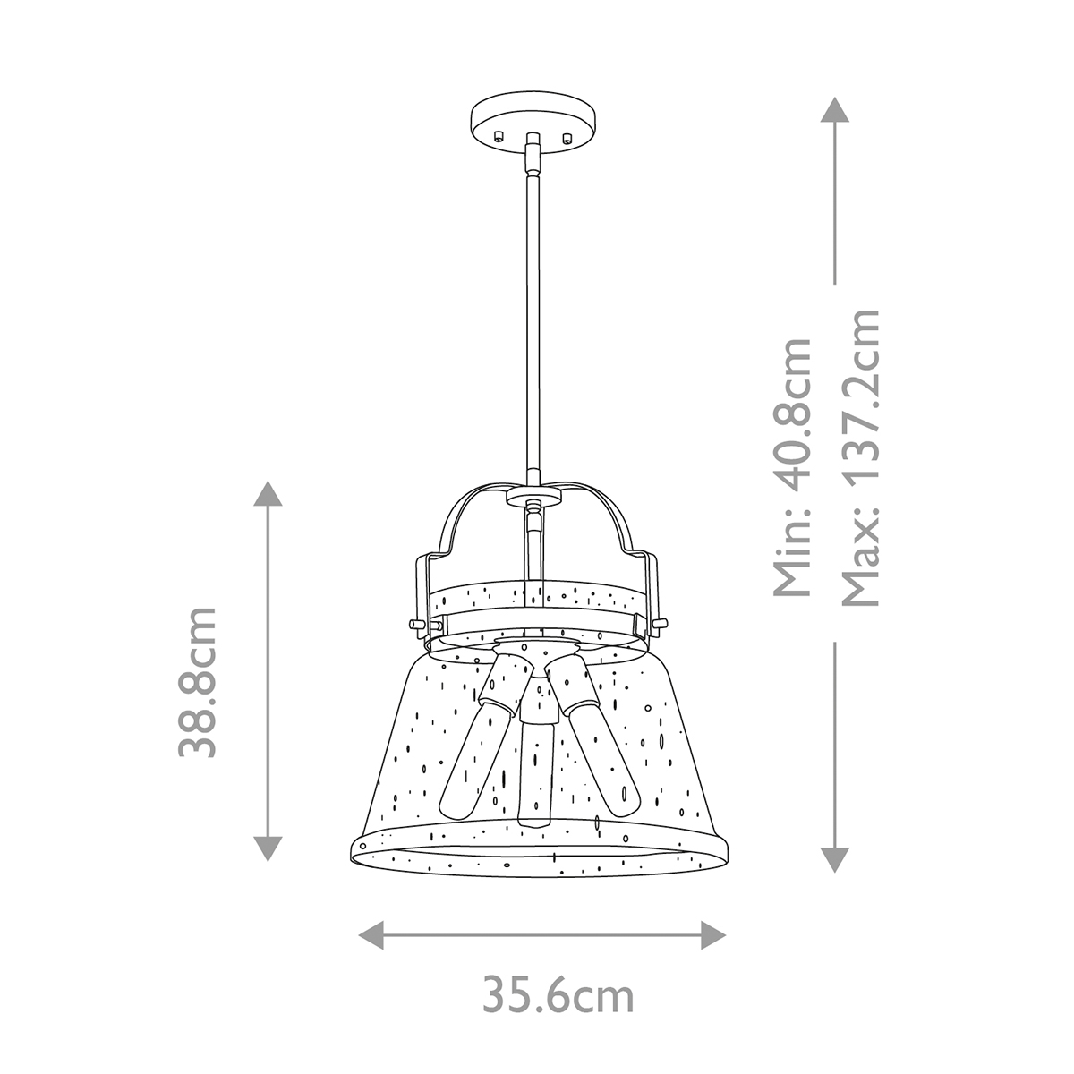 Подвесной светильник с прозрачным стеклянным плафоном в форме колокола с эффектом пузырьков и тремя лампами Quoizel в Самаре