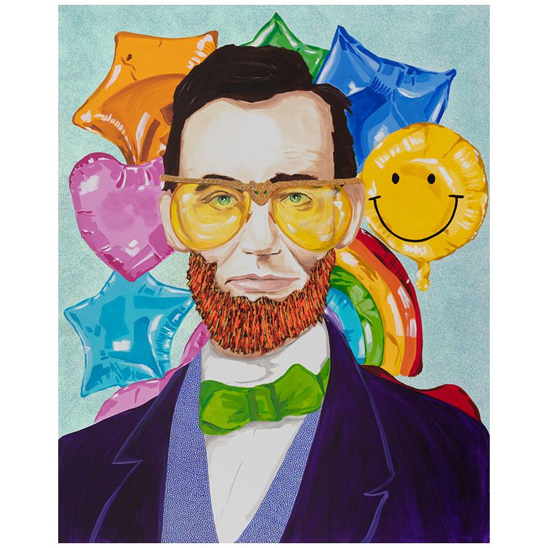 Картина Abe Lincoln in Purple Velvet Blazer on Mylar Balloon Background Мульти в Самаре | Loft Concept 