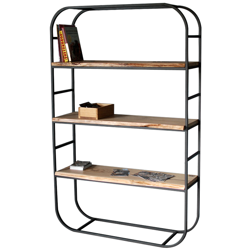 Стеллаж Jensen Industrial Metal Rust Rack Черный Светлый дуб в Самаре | Loft Concept 