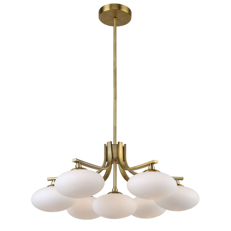 Oval Balls Mushrooms Chandelier 7 Brass Латунь Прозрачный белый в Самаре | Loft Concept 