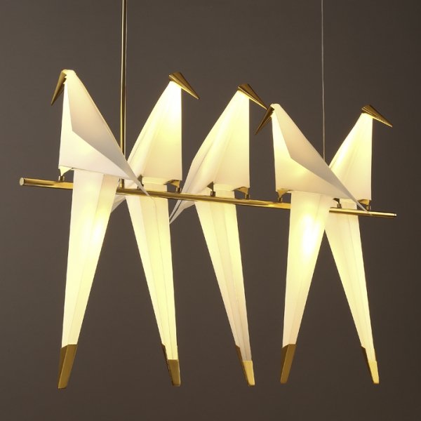 Люстра Origami Bird Chandelier Line 5 Бежево-серый Золотой в Самаре | Loft Concept 