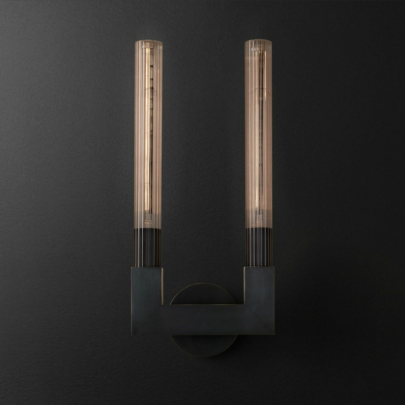 Бра RH CANNELLE wall lamp DOUBLE Sconces Black Черный Прозрачное Стекло в Самаре | Loft Concept 