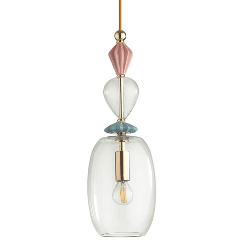 Подвесной светильник Iris Glas hanging lamp candy B Прозрачное Стекло Розовый пастельный Голубой в Самаре | Loft Concept 