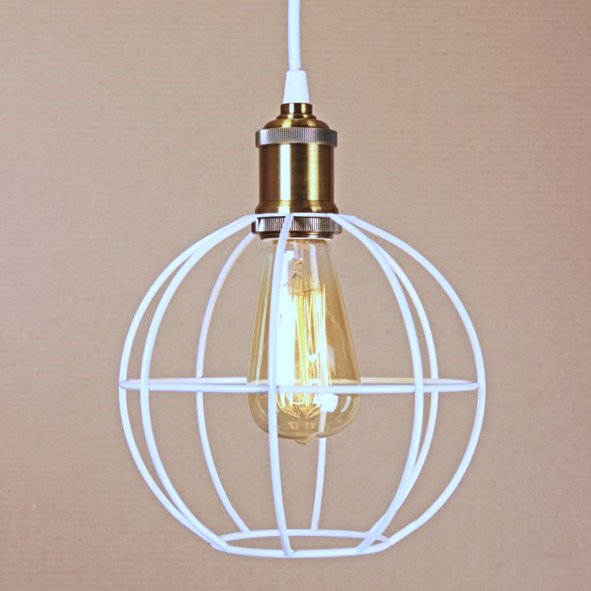 Подвесной светильник Wire Cage Pendant Ball White Белый в Самаре | Loft Concept 