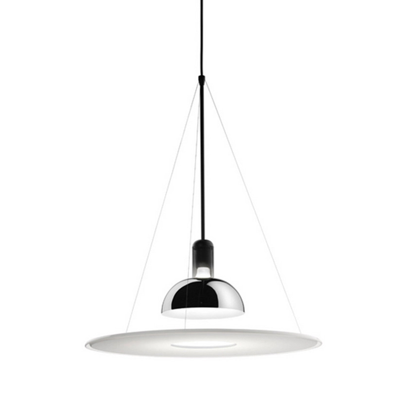 Подвесной светильник Flos Frisbi Lamp Сталь Белое матовое стекло в Самаре | Loft Concept 