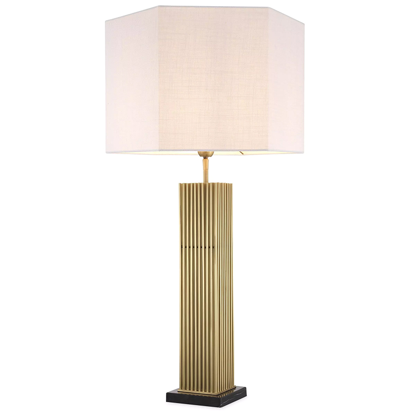 Настольная лампа Eichholtz Table Lamp Viggo Brass Латунь Белый в Самаре | Loft Concept 