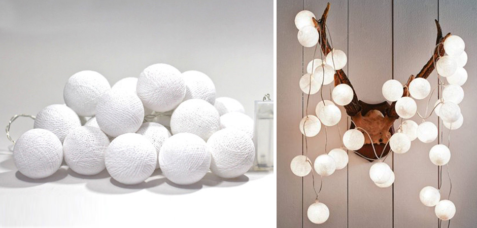 Гирлянда хлопковые фонарики Сotton Ball White - Loft-Concept в Самаре