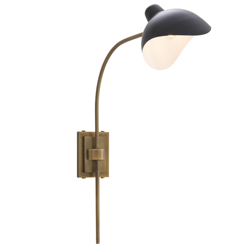 Бра Eichholtz Wall Lamp Pelham Brass Черный Латунь Античная полированная в Самаре | Loft Concept 