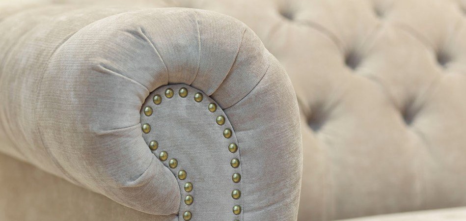 Диван велюровый бежевый трехместный Button Beige Диван велюровый бежевый трехместный Button Beige - Loft-Concept в Самаре