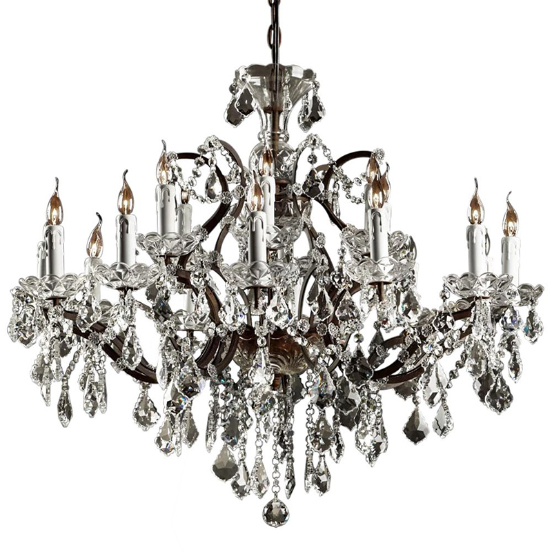 Люстра 19th c. Rococo IRON & CLEAR CRYSTAL Brown Chandelier 18 Прозрачное Стекло Коричневый винтаж в Самаре | Loft Concept 