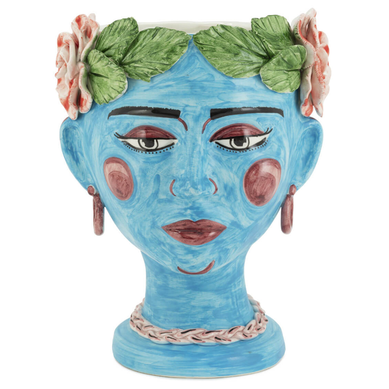 Ваза VASE HEAD SELVA COLOR Light blue Винтажный голубой Зеленый в Самаре | Loft Concept 