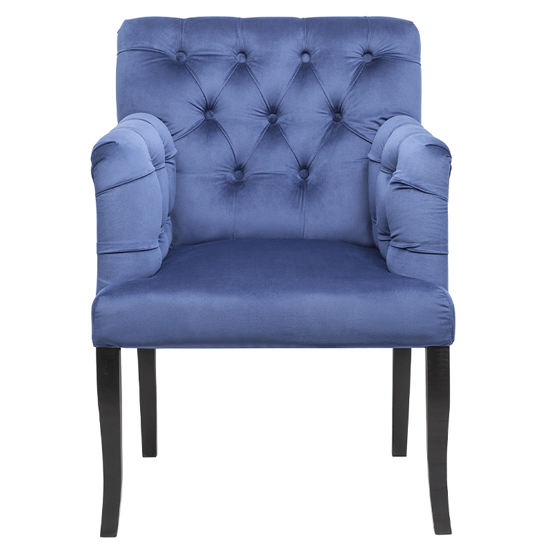 Кресло Addison Chic Armchair deep blue velour Синий Черный в Самаре | Loft Concept 