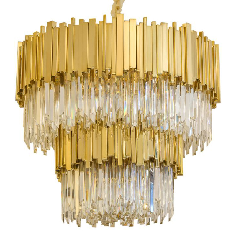 Круглая многоярусная люстра Luxxu Modern Cascade Chandelier Gold Metal Glass Золотой Прозрачное Стекло в Самаре | Loft Concept 