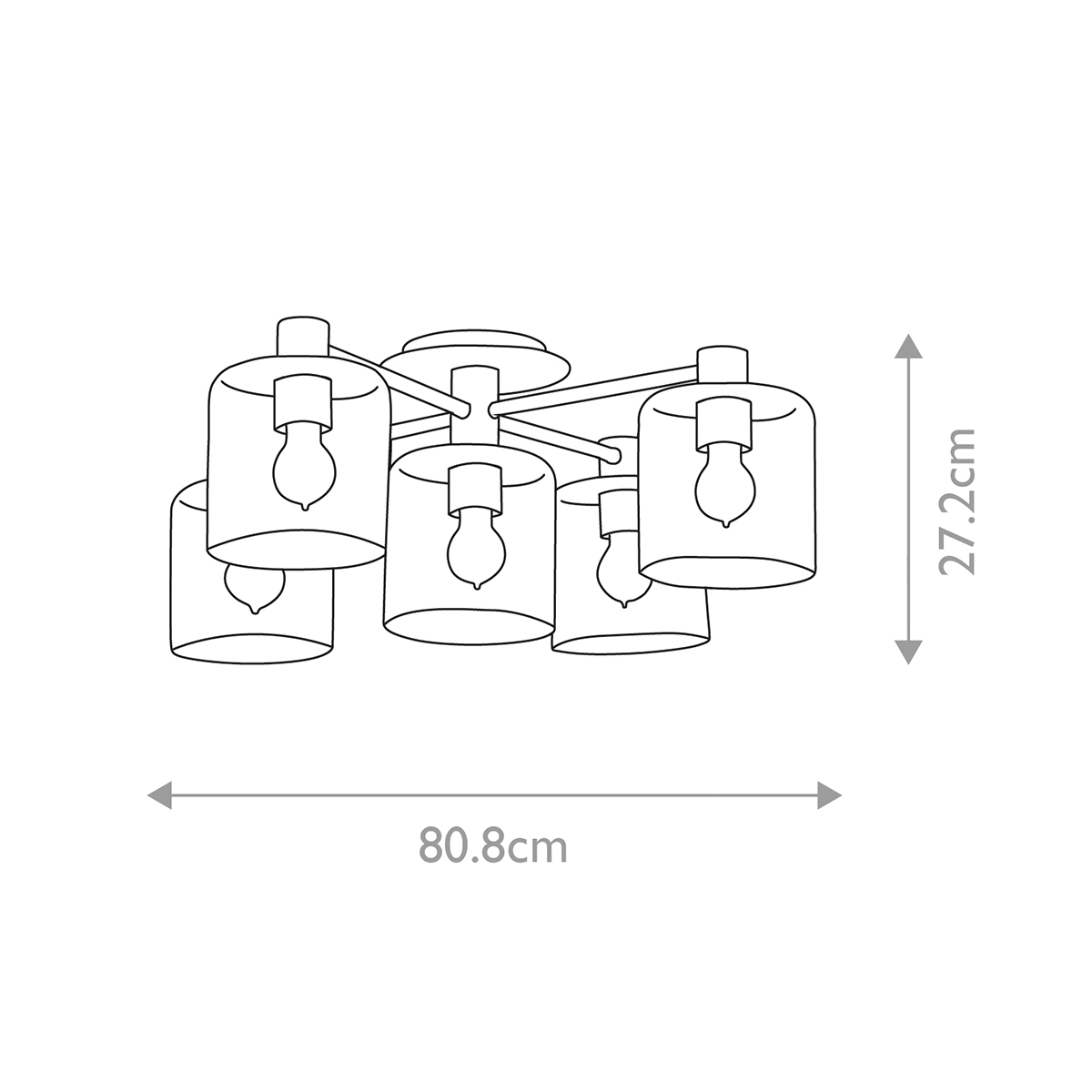 Потолочный светильник цвета латунь с пятью прозрачными цилиндрическими плафонами Hinkley в Самаре