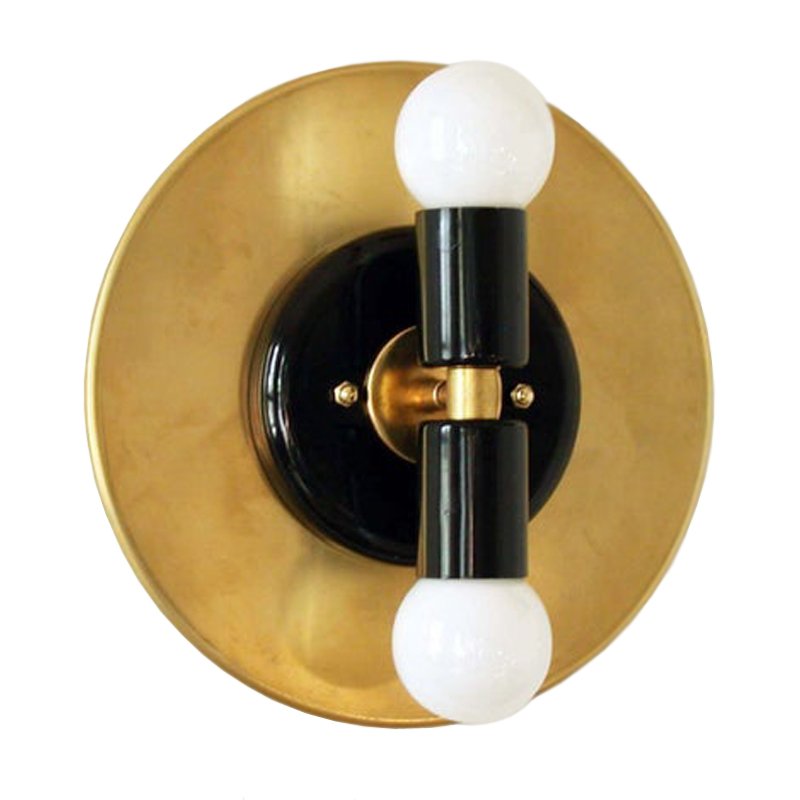 Modern Wall Double Sconce Gold Black Глянцевое золото Черный в Самаре | Loft Concept 