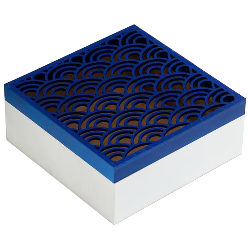 Шкатулка Deep Blue Scales Pattern Box Белый Синий в Самаре | Loft Concept 