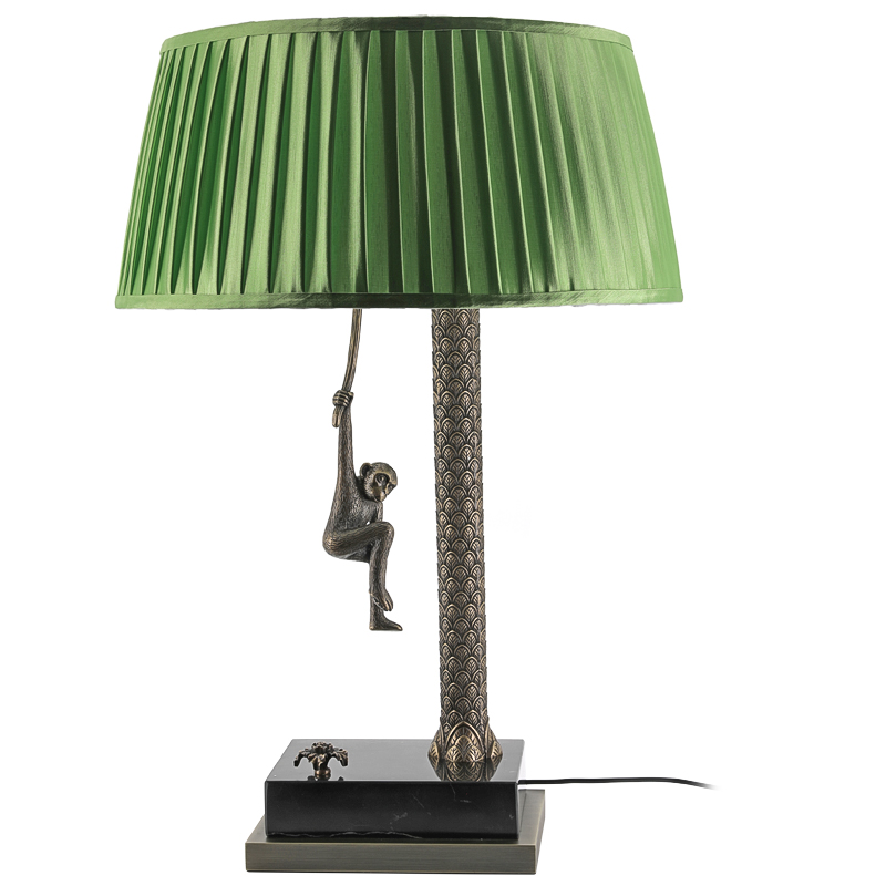 Настольная лампа Джунгли Table Lamp Jungle Green Латунь Античная полированная Черный Мрамор Nero Зеленый в Самаре | Loft Concept 