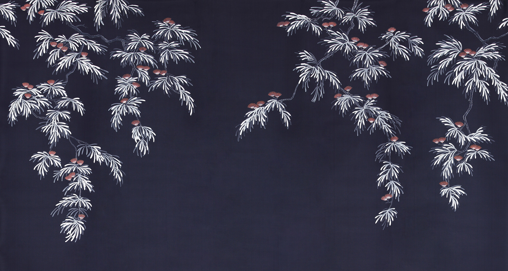 Обои ручная роспись Silk Tree Special Colourway on Empire Blue dyed silk Обои ручная роспись Silk Tree Special Colourway on Empire Blue dyed silk - постер Loft-Concept в Самаре