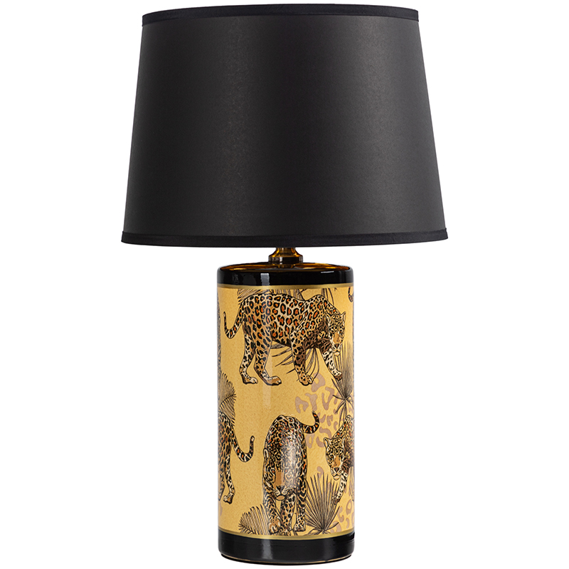 Настольная лампа с абажуром Leopard Lampshade Black Желтый Черный в Самаре | Loft Concept 