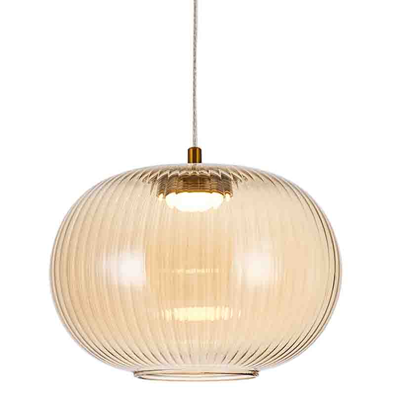 Подвесной светильник с янтарным рифленым стеклянным плафоном Ferm Living Янтарный Латунь Подвесной светильник с янтарным рифленым стеклянным плафоном Ferm Living Янтарный Латунь в Самаре | Loft Concept