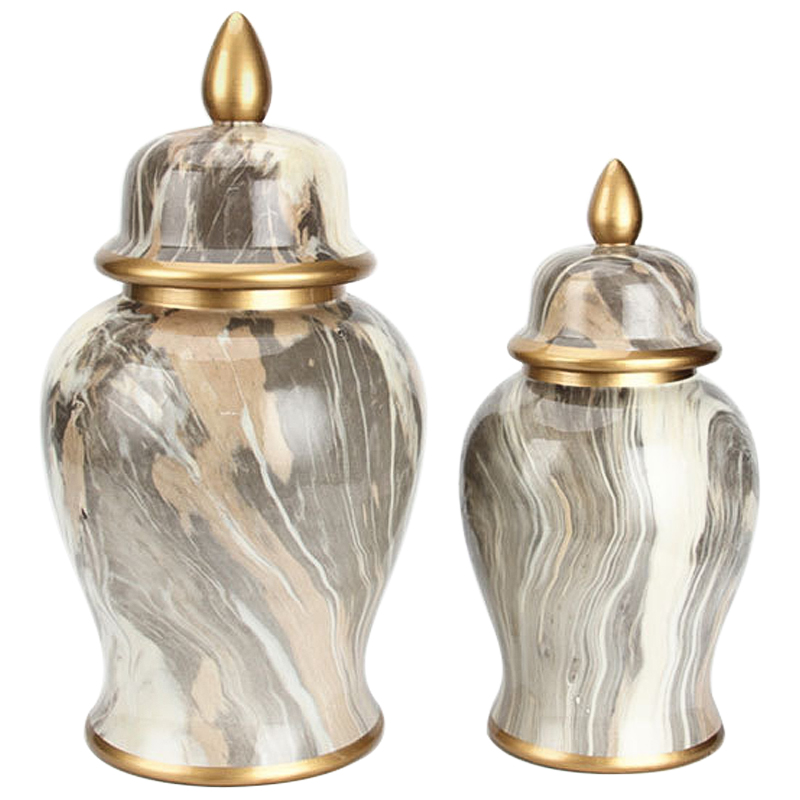 Ваза с крышкой Grey Colored Rainbow Vase Серо-бежевый Золотой Ваза с крышкой Grey Colored Rainbow Vase Серо-бежевый Золотой в Самаре | Loft Concept