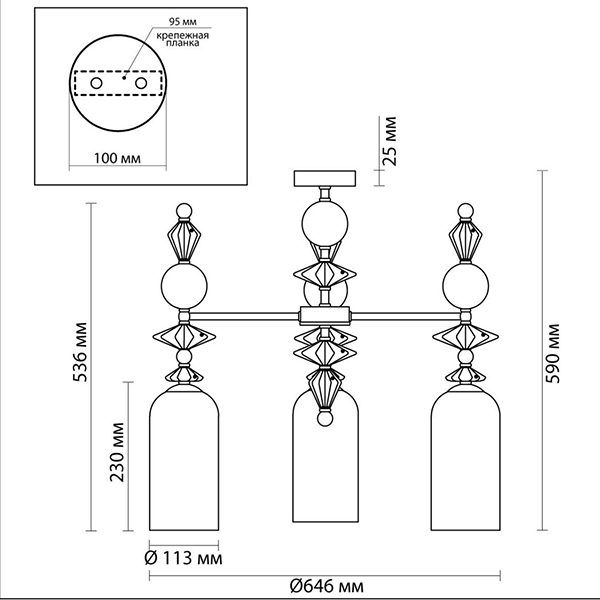 Люстра Iris Glass Chandelier candy 3 chrome в Самаре