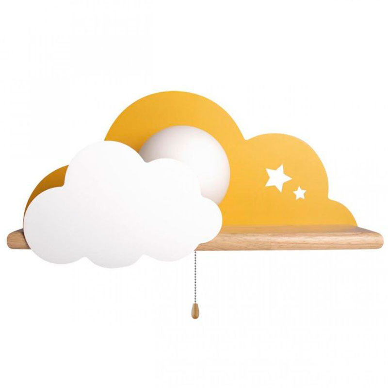 Бра с полкой желтое Облако Wall Lamp Yellow Cloud Желтый Древесина в Самаре | Loft Concept 