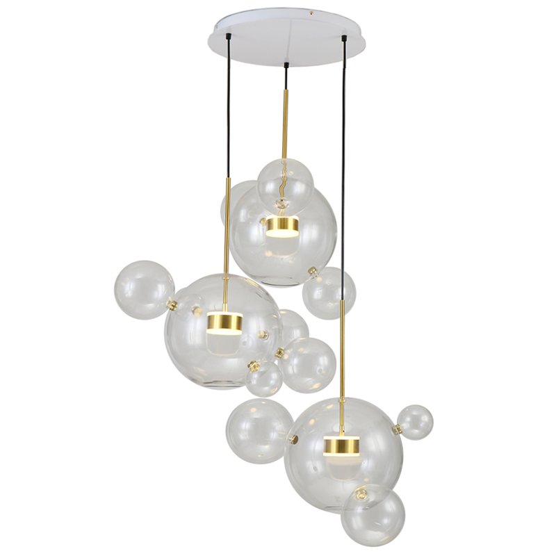 Люстра Bolle Circular Chandelier 14 BUBBLE Giopato & Coombes Прозрачный (Transparent) Латунь в Самаре | Loft Concept 